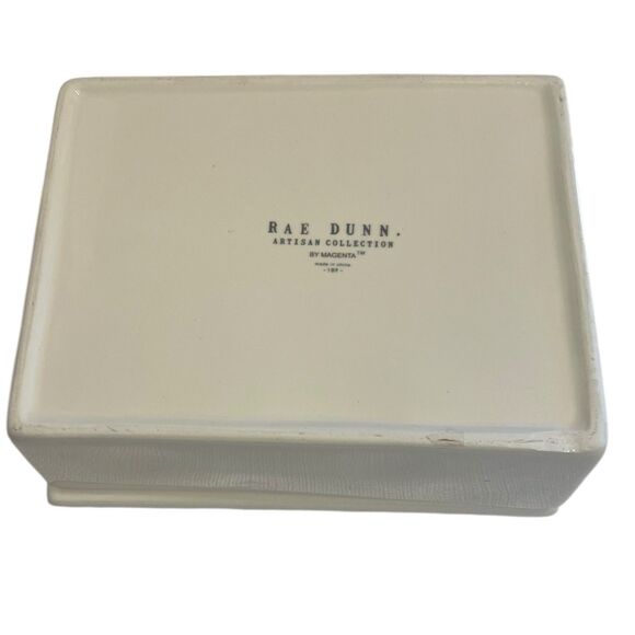 Rae Dunn Jewelry Box Ceramic White Artisan Lid Organizer Gift Discontinued - Picture 6 of 11